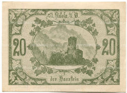 Банкнота 20 геллеров 1920 года Австрия  Санкт-Никола на Дунае (нотгельд)