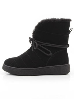 04-PAL271-1Z BLACK Ботинки зимние женские (натуральная замша, 100% шерсть, натуральный мех)