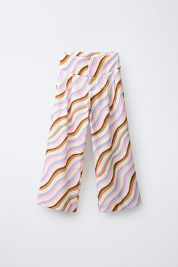 PANTAL?N WIDE LEG ESTAMPADO ONDAS / Crudo / Azul