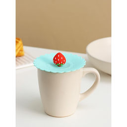 Цена за 2 шт. Крышка - непроливайка силиконовая Доляна Клубничка, d=11 см, цвет мятный фото 4