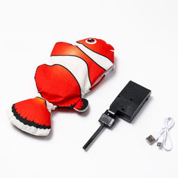 Игрушка для кошек Рыба-клоун с двигающимся хвостом и с USB-зарядкой, 28 см - Пижон фото 2