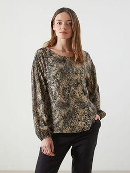 Bisiklet Yaka Desenli Kad?n Bluz