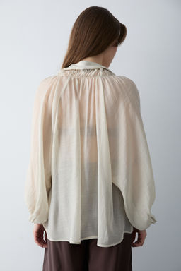 Kahverengi Ince Dokumlu Balon Kol Dokuma Gomlek TWOSS26GO00139 - Trendyolmilla фото 9