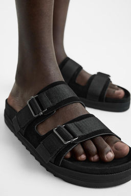 DOUBLE STRAP LEATHER SANDALS - Zara фото 4