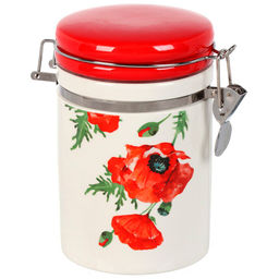 Банка для сыпучих продуктов Алый мак доломит, 0.55 л, 9.5х9.5х15.3 см, с крышкой, (455657) /DANIKS/