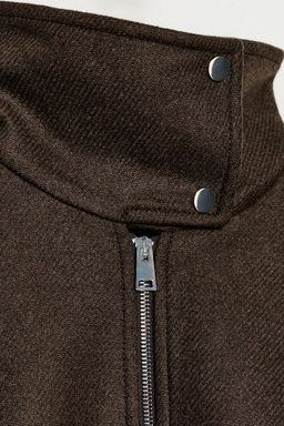 WOOL BLEND BOMBER JACKET WITH HIGH NECK