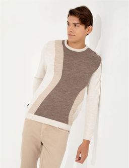 Bej Melanj Slim Fit Bisiklet Yaka Triko Kazak - Pierre cardin фото 2