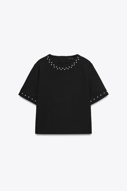 TOP WITH FAUX PEARLS - Zara фото 6