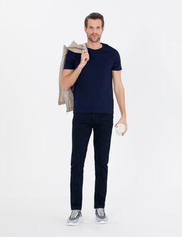 Lacivert Slim Fit Basic Ti__rt