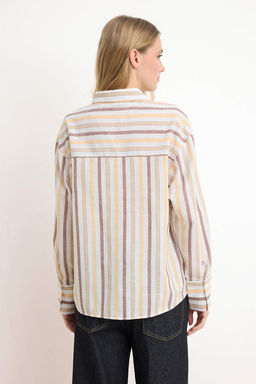 Cok Renkli Cizgili Dogal Gorunumlu Oversize/Genis Kal?p Gomlek TWOSS26GO00106 - Trendyolmilla фото 4