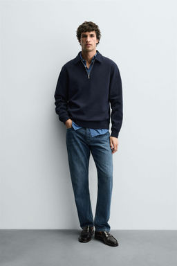 QUARTER ZIP INTERLOCK POLO SHIRT