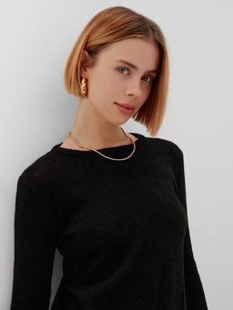 Джемпер женский MINAKU: Knitwear collection, чёрный, размер 48  фото 6