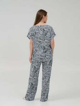 Штапельные, свободные, прямые брюки серые - Odis фото 6