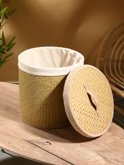 Корзина для белья с крышкой и тканевым подкладом, 303030 см, ротанг - Simaland фото 2