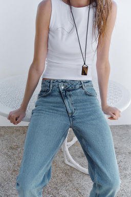 JEANS Z1975 STRAIGHT HIGH-WAIST CROSSOVER WAIST - Zara фото 4