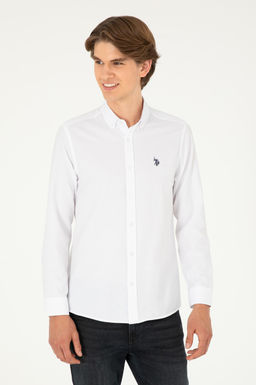Мужская белая базовая рубашка с длинным рукавом Неожиданная скидка в корзине - U.s. polo assn фото 3