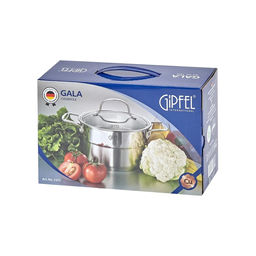 1272 GIPFEL Кастрюля GALA 16х9см/1,5 л со стеклянной крышкой, с индукционным капсульным дном. Материал: нерж. сталь 18/10. Толщина: 0,7мм / 4мм  фото 7