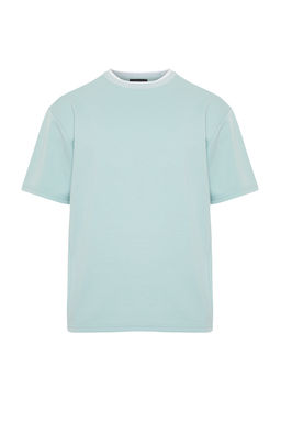 TRENDYOL MAN Premium Tas Oversize/Genis Kesim Triko Bantl? Dokulu Pike T-Shirt TMNSS23TS00079 - Trendyolmilla фото 46