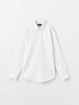 Slim Fit Uzun Kollu ?izgili Gabardin Erkek G?mlek