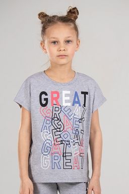CRB wear/CWJG 63160-11 Футболка для девочки,светло-серый меланж/Ex.Cherubino