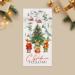 Цена за 10 шт. Конверт для денег «С Новым годом!», 16.5×8 см