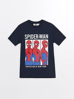 Bisiklet Yaka Spiderman Bask?l? K?sa Kollu Erkek ?ocuk Ti??rt