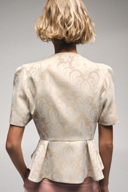 BLAZER PEPLUM JACQUARD / Crudo / Beige - Zara фото 3