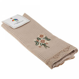 Полотенце кухонное вафельное "Клевер" 40х60см, хлопок 100%, ажурный кант, цвета микс (Китай)