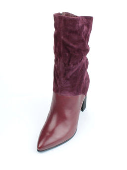 02-YF190-051M DK. RED Сапоги зимние женские (натуральная замша, байка, натуральный мех)