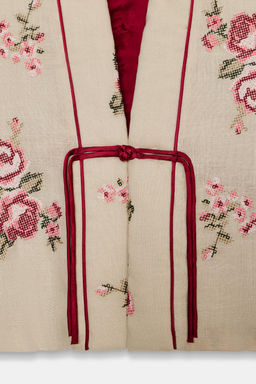 FLORAL EMBROIDERY QUILTED JACKET - Zara фото 6