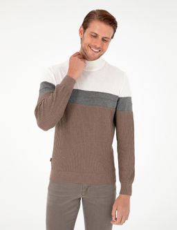 Vizon Melanj Slim Fit Yar_m Bal_k__ Yaka Triko Kazak