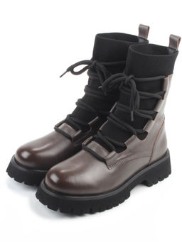 01-XKL21-196R GRAY/BROWN Ботинки демисезонные женские (натуральная кожа, байка)