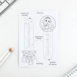 Подарочный набор, для создания закладок Принцессы, бумага, 4 карандаша