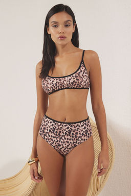 Leopar Desenli Biyeli Bralette Yuksek Bel Bikini Tak?m? TBESS25BT00192 - Trendyolmilla фото 2