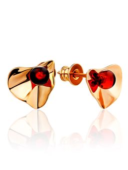 Серьги-гвоздики Palazzo от ifamore с натуральным янтарём