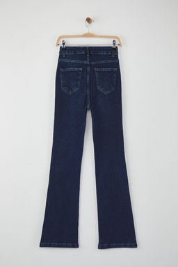 Teen Koyu Mavi Yuksek Bel Ispanyol Paca Flare Jeans TWOAW26JE00094 - Trendyolmilla фото 6