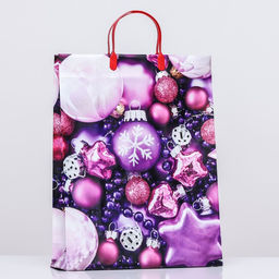 Цена за 10 шт. Пакет новогодний Ёлочные игрушки, мягкий пластик, 41?32 см