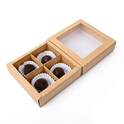 Цена за 3 шт. Коробка для 4 конфеты, крафт, 12.5×12.5×3.5 см