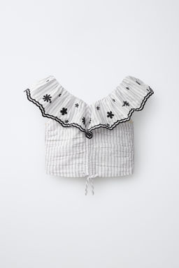 TOP RAYAS BORDADOS / Negro / Crudo - Zara фото 2