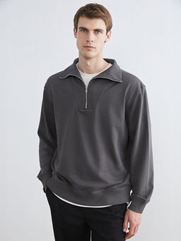 Fermuarl? Dik Yaka Erkek Sweatshirt