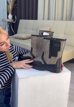 ВИДЕООБЗОР Сапоги мужские войлочные Мансур, на липучках, литая подошва - Мирунт фото 7