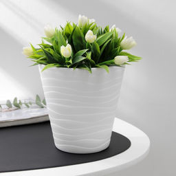 Кашпо для цветов со вставкой «Валенсия», 2 л, пластик, белое