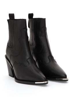 Siyah Topuklu Deri Bot