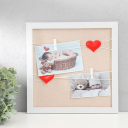 Фоторамка - коллаж на 2 фото Любовное послание, с прищепками, белый, 30?30 см