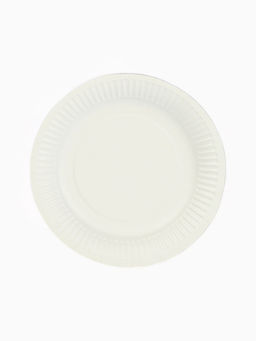 Цена за 10 шт. Тарелка одноразовая бумажная "Ramadan Mubarak", белые с золотом, 18 см.