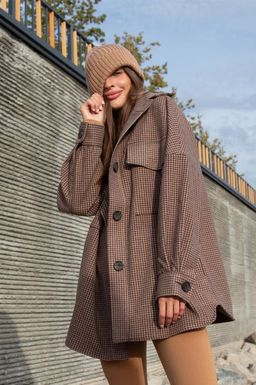 Пальто-рубашка укороченное