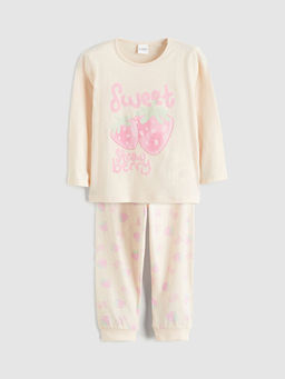 Uzun Kollu Bask?l? K?z ?ocuk Pijama Tak?m?