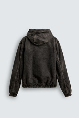 DENIM JACKET WITH FAUX SHEARLING HOODIE - Zara фото 8