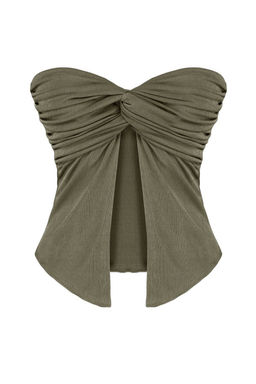 Trendyolmilla Siyah Premium Buzzy Kalp Yaka Buzgulu Esnek Crop Orme Bluz TWOSS24BZ00204 фото 29