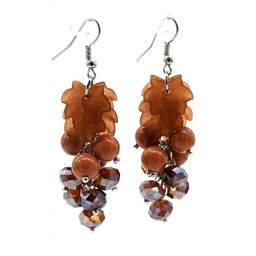 Серьги Виноградная гроздь с цирконом шарик 8мм цв.ассорти, 14,5г Радуга камня  фото 2